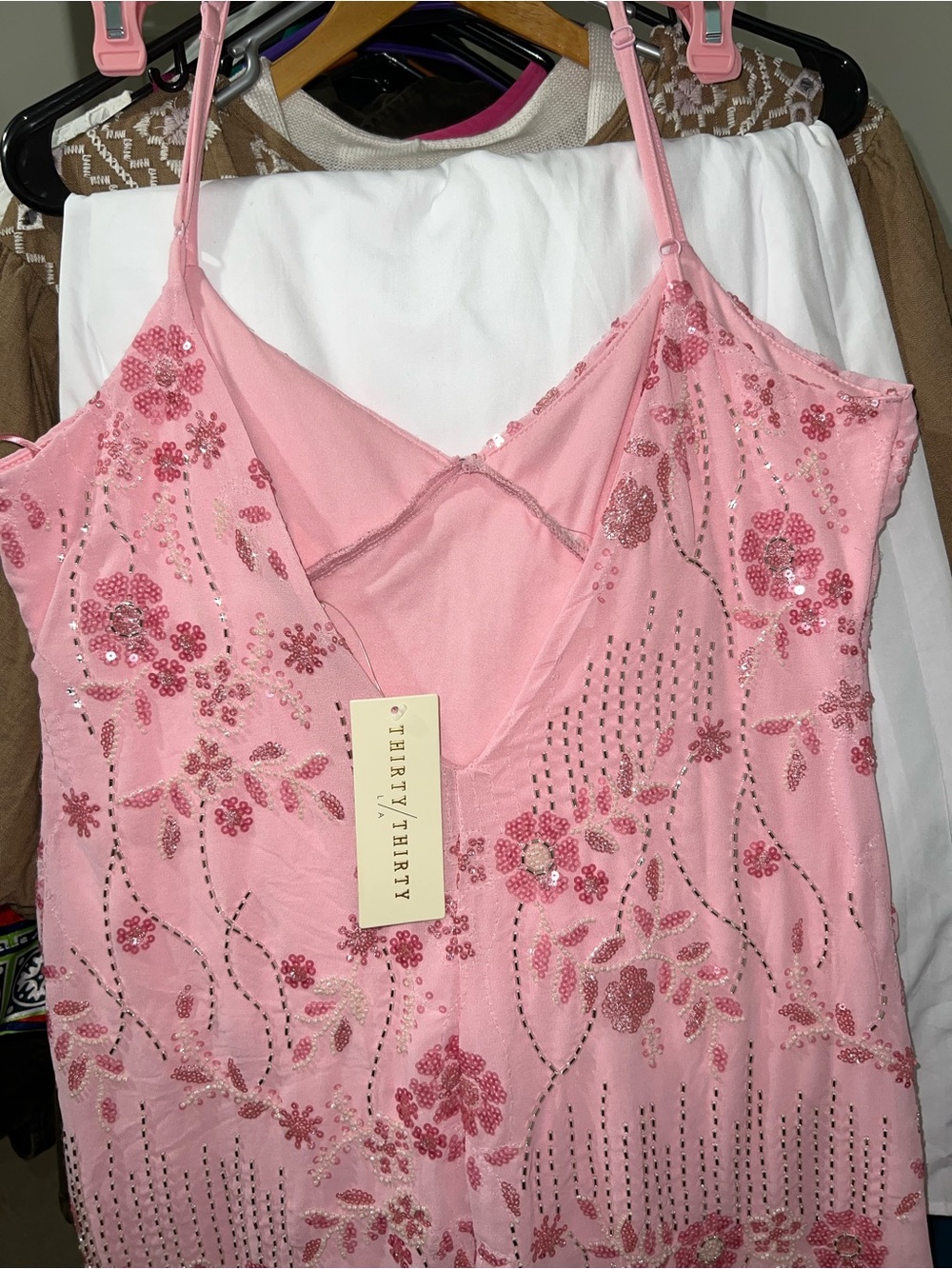 Thirty Thirty Pink Floral Sequin Slip Dress - Picture 12 of 15